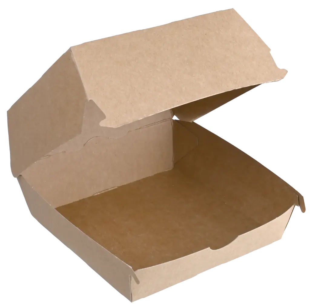 Hamburgerbox groß - Kraftpapier unbedruckt - 105x105x115 - 50Stk